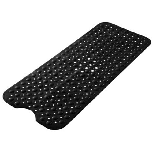Lux Decor Collection Bathtub Mat Anti Slip Shower Mats with Suction Cups & Drain Holes- Black