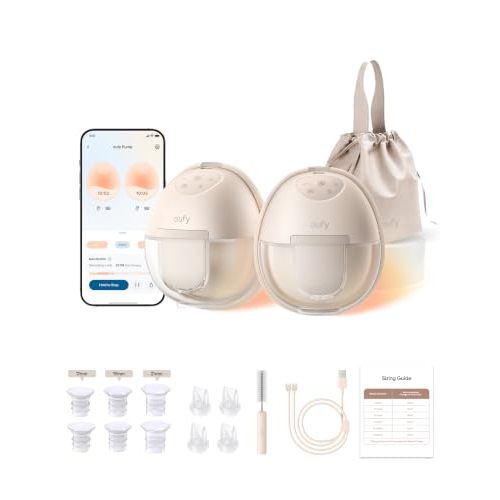 eufy Security Heated Wearable Breast Pump S1, HeatFlow, Hands-Free | HeatFlow, App DIY Rhythm, Powerful 300mmHg, 30% More Output, 46dB Quiet, BPA-Free