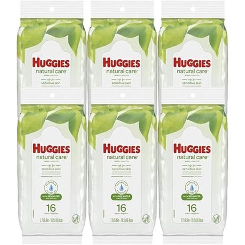 Huggies Natural Care Fragrance Free Baby Wipes 16 Count (6 Pack)