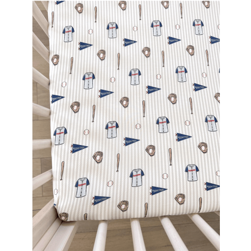 Blue Baseball Crib Sheet