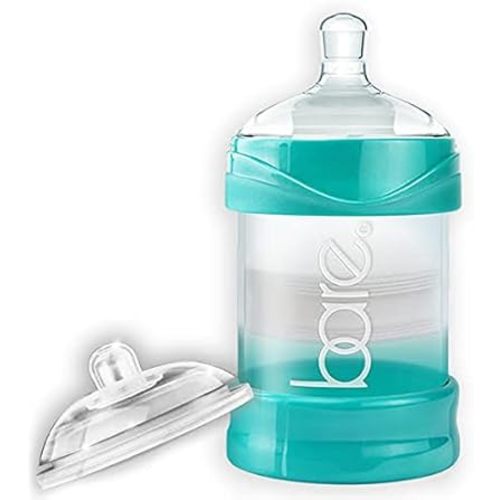 The Upright Bottle Bittylab Bare Air-Free 4oz Single for breastmilk or Baby Formula, Anti-Reflux, Anti-Colic, Anti-Gas, Fuss or Sleep Troubles. with Easy-Latch & Perfe-Latch Nipples. 0-6 Months.