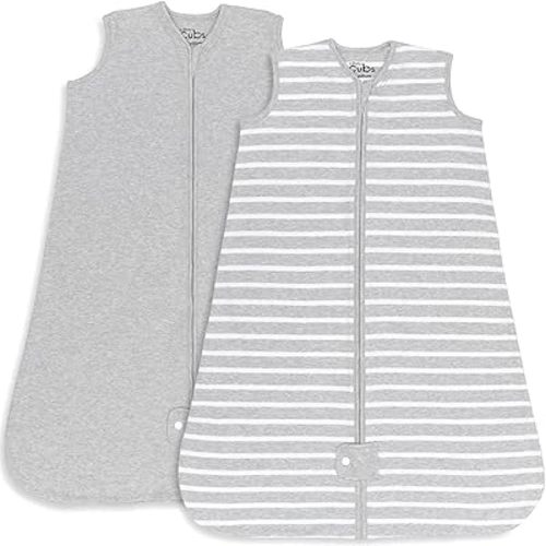 Comfy Cubs Sleep Bag, Sack for Baby, 2 Pack, Breathable Wearable Blanket Swaddle for Newborns and Toddlers, Cute and Comfortable Onesie, Cotton Softness (Grey, Small)