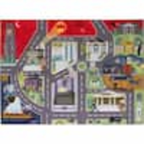 KC CUBS KC Cubs : Batman GOTHAM CITY Road Map Educational Learning Game Area Rug Carpet for Kids and Children Bedrooms Playroom KCP010061-3x5