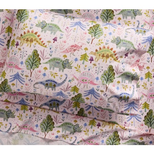 Floral Dino Organic Toddler Sheet Set (Crib Sized)