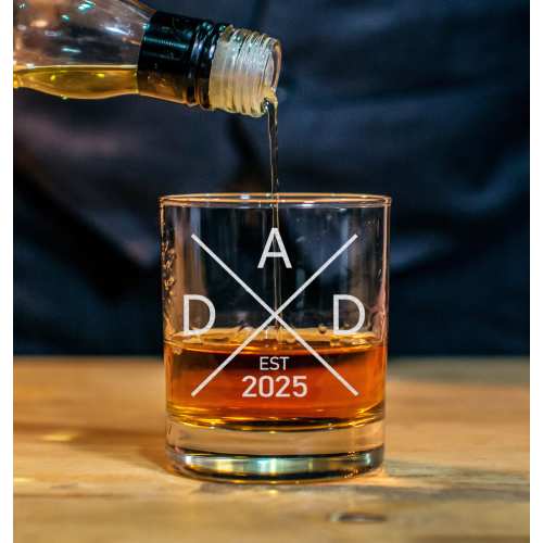New Dad Whiskey Glass - For First Time Dad - Gift For Dad - Dad Established Custom - Personalized Dad Gifts - 2021, 2022, 2023, 2024, 2025