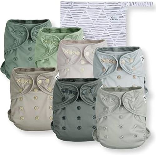 Nora's Nursery Cloth Diaper Cover, Washable Reusable Diaper Cover with Snap Closure, Cloth Diaper Shell for Prefold, Flat or Fitted Cloth Diaper Inserts, Wet Bag Included, Morning Dew
