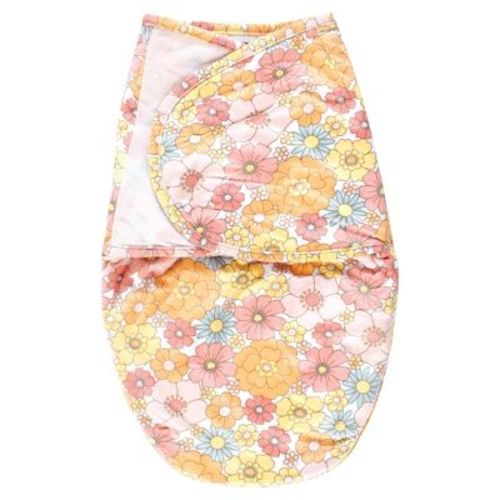 Hudson Baby Infant Girl Plush Faux Fur Swaddle Wrap, Peace Love Flowers, 0-3 Months