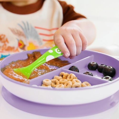 Munchkin® Stay Put™ Divided Suction Toddler Plates, Pink/Purple, 17403