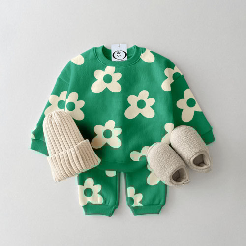 Baby Casual Flower Green Set