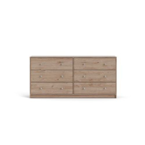HomeStock Portland 6 Drawer Double Dresser, Oak