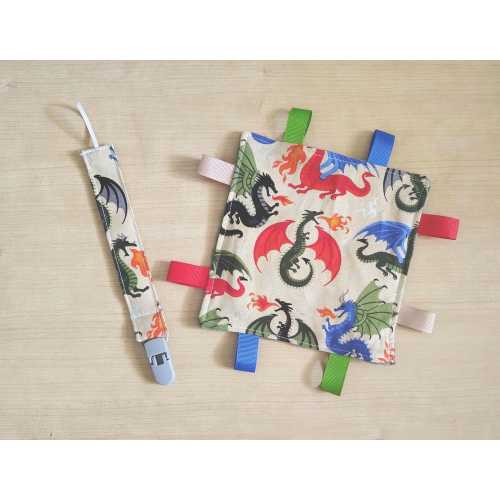Dragon theme Baby Sensory Crinkle Toy 6x6. Handmade