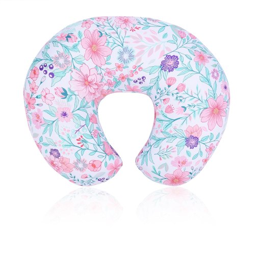 Nursing Pillow Cover for Breastfeeding Pillows - Floral Breastfeeding Pillow Slipcovers for Baby Boys & Girls Ultra Soft Infant Nursing Pillowcase for Newborn - Flower and Green Leaf