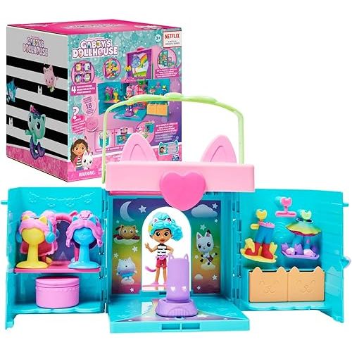 Gabby’s Dollhouse, Dress-Up Closet Portable Playset with a Gabby Doll, Surprise Toys and Photo Shoot Accessories, Kids Toys for Ages 3 and up