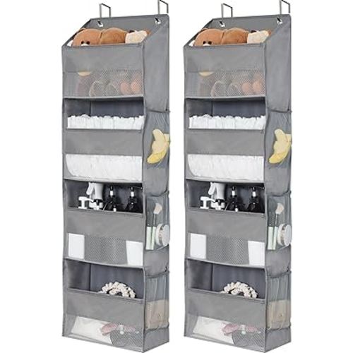 GRANNY SAYS 4-Shelf Over The Door Hanging Organizer, Pack of 2 Door Hanging Organizers, Closet Door Organizer, Back of Door Organizer, Baby Over The Door Hanging Organizer Nursery Storage, Grey