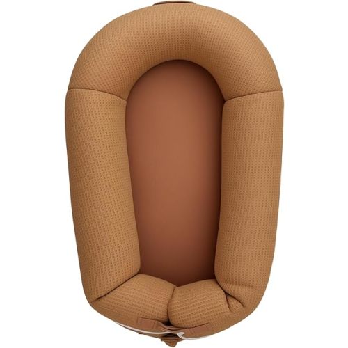 Baby Nest, Deluxe Infant Lounger, Baby Lounger Cover for Baby, Breathable Cotton, Adjustable Baby Floor Seat for Tummy Time, Newborn Essentials for Baby 0-12 Months (Brown)