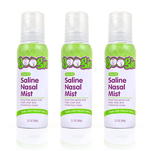 Boogie Baby Saline Nasal Spray Mist, Allergy Relief, Nasal Decongestant, FSA/HSA Eligible, Made with Natural Saline, Unscented, 3.1 Ounce (Pack of 3)