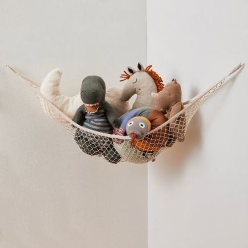 3 Sprouts Toy Hammock - Stuffed Animal Storage Net - Beige