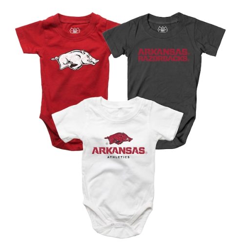 Arkansas Razorbacks Wes & Willy Infant Three-Pack Bodysuit Set - 6 mo