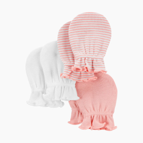 Carter's Mittens (3 Pack) - Pink/Stripes/White, 0-3M