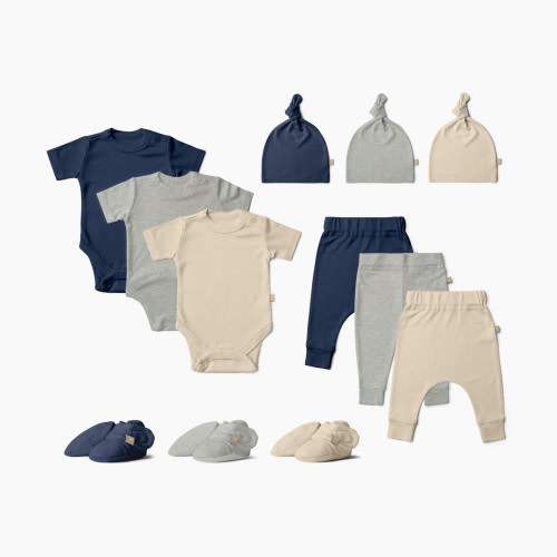 Goumi Kids x Babylist Essentials Solid Bundle - Pebble/Indigo/Oat, 0-3M