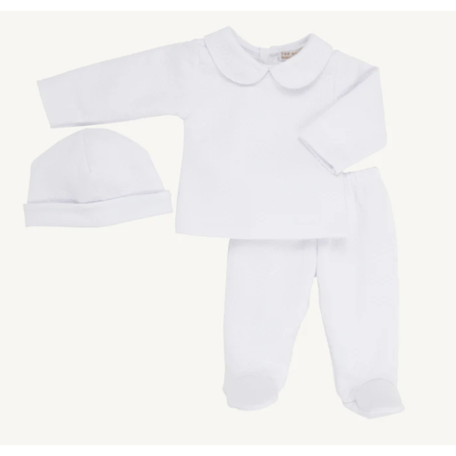 0-3M Hart's Hold Me Set (Pima Jacquard) - Worth Avenue White
