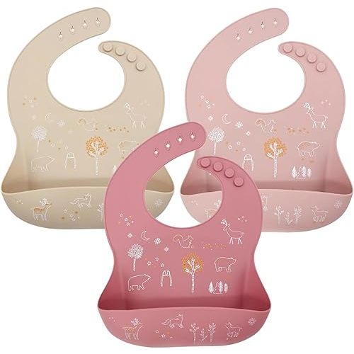 Silicone Bibs For Babies-3 Silicone Baby Bibs, Baby Bibs For Eating, Silicone, Washable Bibs, Feeding bibs, silicone bib,