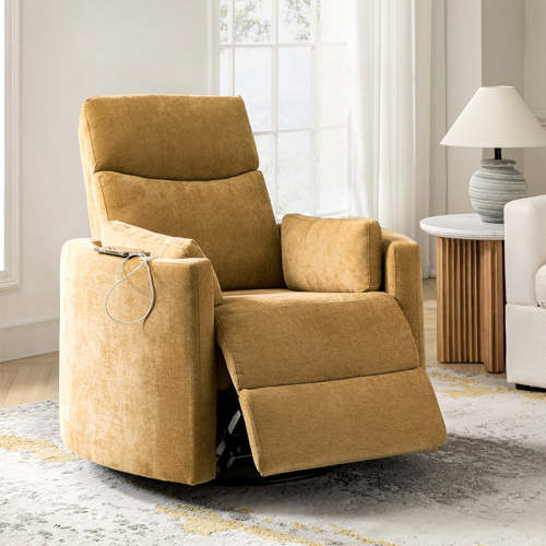 Monica Swivel Rocker Power Recliner with Movable Pillows - Hulala Home