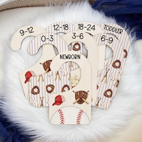 Baseball Clothing Dividers, Baseball Baby Clothing Divider, Wood Wardrobe Divider, Nursery Closet Divider, Sports Nursery Theme B77