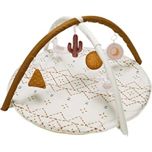 Tummy Time Mat with 6 Toys, Macrame Baby Play Mat for Newborn, Baby Gym, Stage-Based Sensory and Motor Skill Development Language Discovery Baby Play Gym, Non Slip Mat Washable