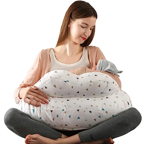 BATTOP Nursing Pillow for Breastfeeding,Plus Size Breastfeeding Pillow for More Support for Mom Baby,with Removable Cover Adjustable Waist Strap,Feeding Pillow