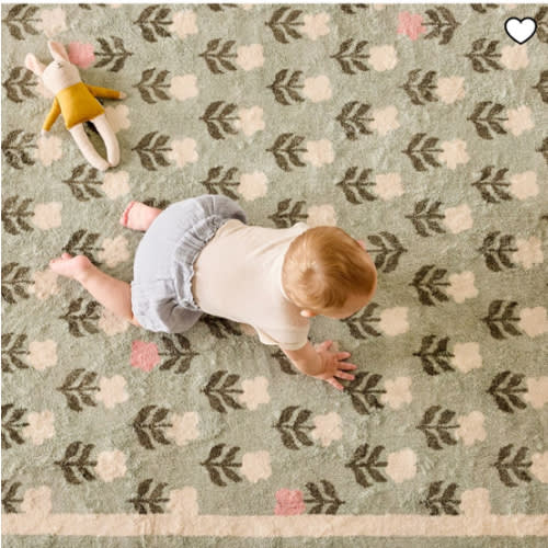 Washable Flower Garden Rug, 5x8’