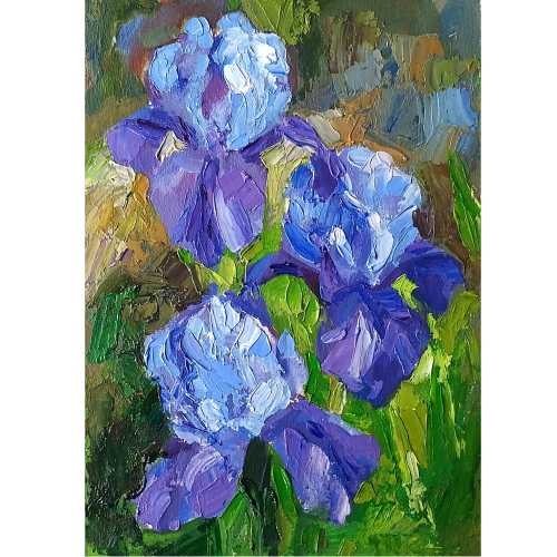 Irises Flowers Painting Original, Blue Irises Flower Oil Painting, Wall Art, Painting to Order