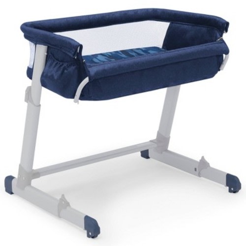 BabyGap by Delta Children Whisper Bedside Bassinet Sleeper with Breathable Mesh and Adjustable Heights - Made with Sustainable Materials, Color: Navy Camo