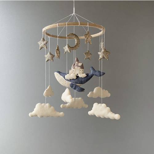 Ocean whale baby mobile, castle mobile nursery, cloud and stars mobile, baby shower gift