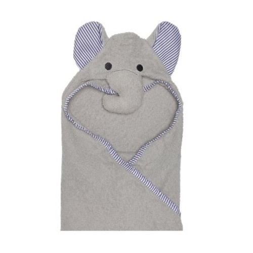Everyday Kids 3D Gray Elephant Hooded Towel – Soft Terry, Absorbent, Gender-Neutral Baby Bath Essential with Ears & Trunk for Boys & Girls, 30x30 Inch