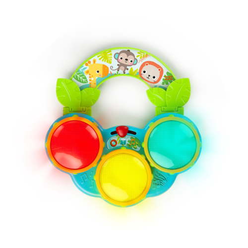 Bright Starts Safari Beats Musical Drum Toy with Lights and Melodies for Infants and Toddlers