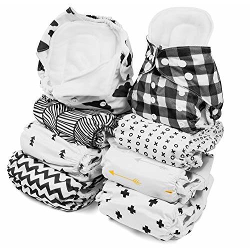 BaeBae Goods Cloth Diapers (Black Clouds) - Reusable, Newborn, Unisex, 16 Count