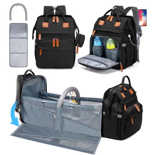 Free Shipping! KABAQOO Waterproof Diaper Bag Backpack with Changing Station and Insulated Pockets