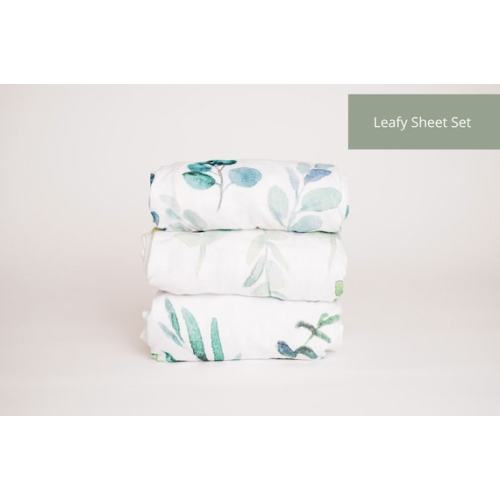 Set of 3 Leafy Sheet Set for Bassinet