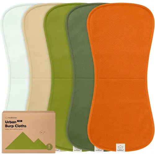 KeaBabies 5-Pack Organic Burp Cloths Baby Girl, Boy - Extra Large, Absorbent Baby Burp Cloths, Soft Burping Cloths for Babies, Newborn Burp Clothes, Cotton Burp Rags, Neutral Thick Burp Cloth (Palms)