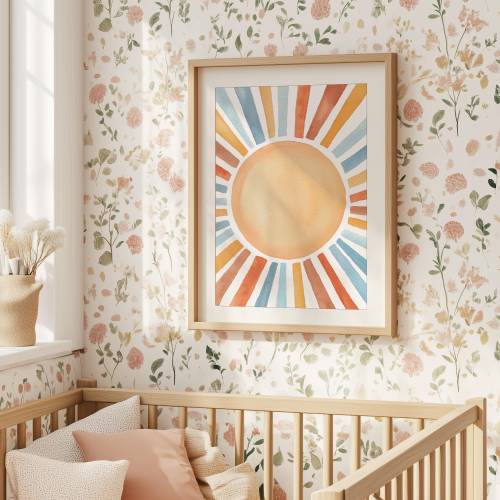 Sunshine Wall Art Prints Sunshine Nursery Art Print Nursery Decor Sun Wall Art Retro Sunshine Boho Nursery Printable Wall Art Download SUN
