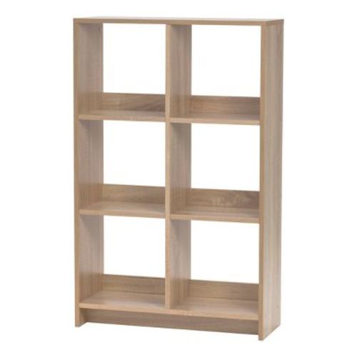 IRIS Heavy Duty 6 Cube Organizer Shelf Ash Brown: MDF Bookshelf with Open Shelves for Storage & Organization