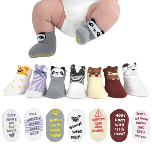 ZIRI & ZANE Baby Sock Gift Set - 7 Unique Pairs, Cute & Funny Unisex Newborn Gifts for Baby Showers & Registries