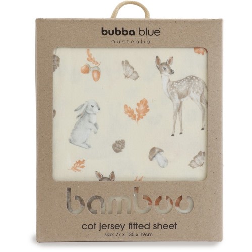 Bubba Blue Woodland Bamboo Cot Jersey Fitted Sheet
