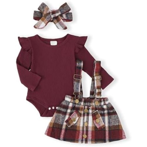 Newborn Infant Baby Girl Dress Clothes Winter Outfits Top Romper Overalls Dresses Suspender Skirt Set for Girls