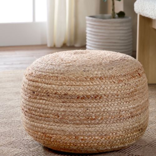 Juniper Home Saba Round Jute Pouf Ottoman