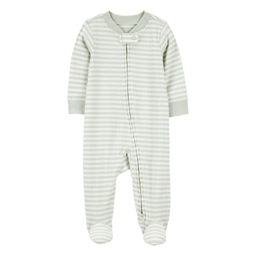 Baby Boy Striped 2-Way Zip Ribbed Sleep & Play Pajamas - Green/White - Carter's | Carter's
