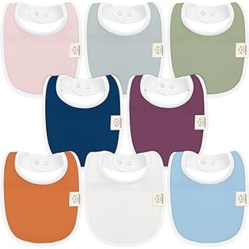 8-Pack Organic Baby Bibs for Boys, Girls - Soft Cotton Drooling and Teething Baby Bibs, Baby Girl Bibs, Baby Boy Bibs, Baby Drool Bibs for Baby Girl, Boy, Newborn Infant Bibs (Inspire)