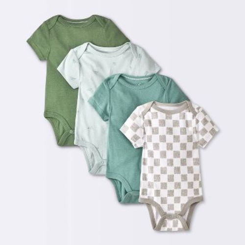 Baby 4pk Airplanes Short Sleeve Cotton Bodysuit - Cloud Island™ Blue 3-6M: Lap Shoulder, Crotch Snap