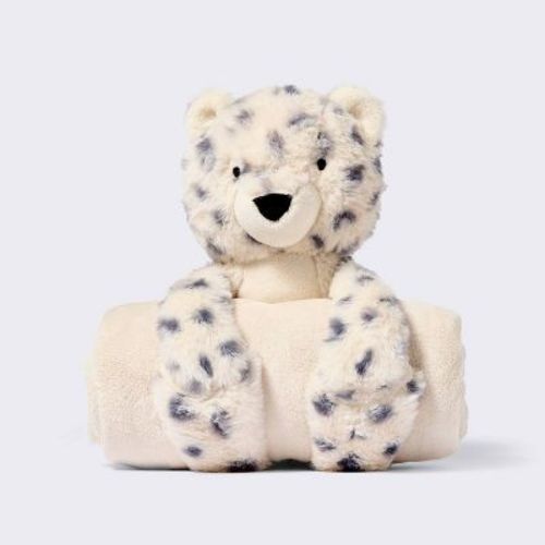 Plush Blanket with Soft Toy - Cream Leopard - Cloud Island™